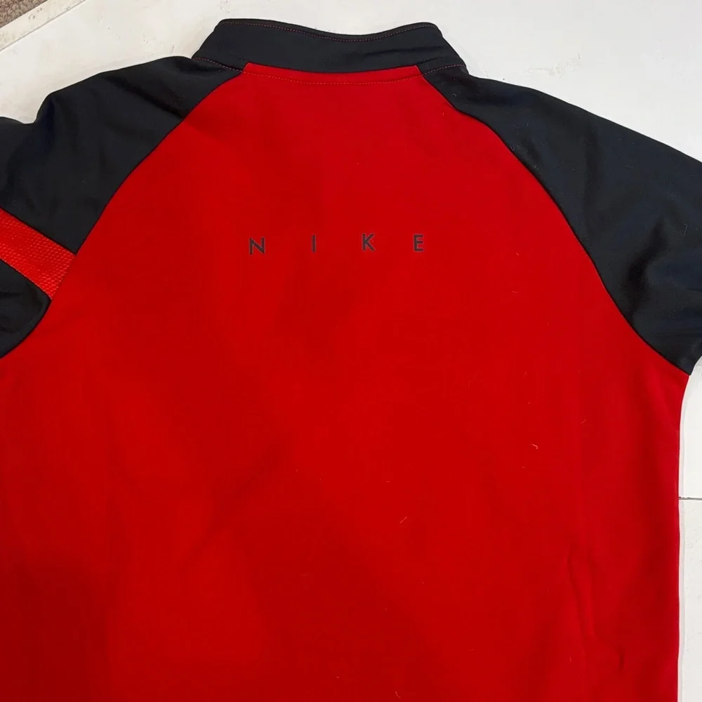 Nike Grey and Red Quarter-Zip Top